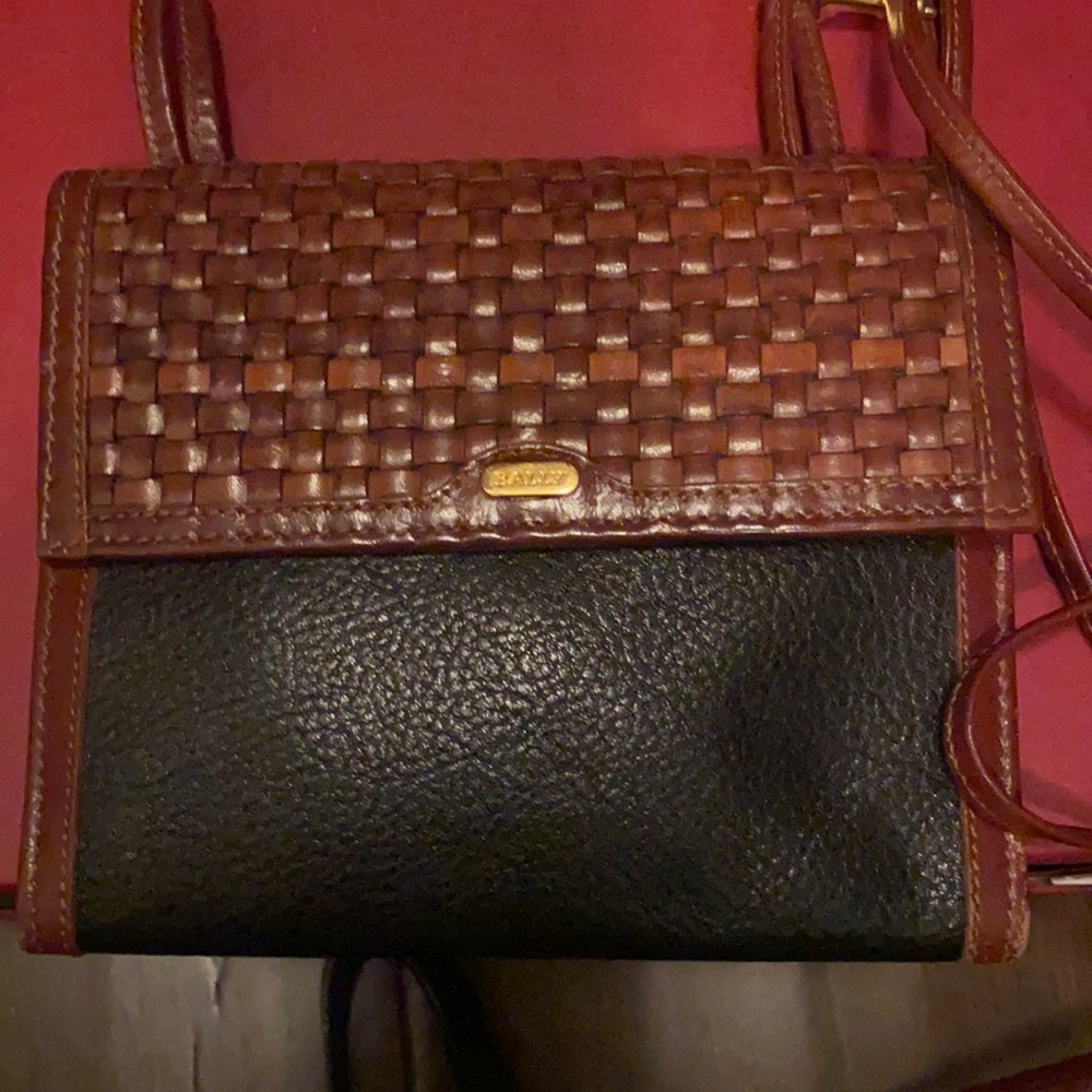 Bally wallet on a string- black/brown leather combo
